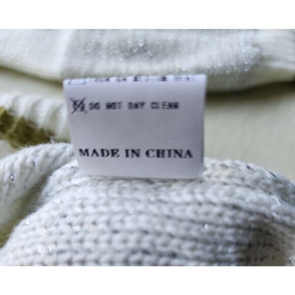 Sweater-Angashion-Striped-Green-Silver-White-Metallic-Long Sleeves - Picture 9 of 15